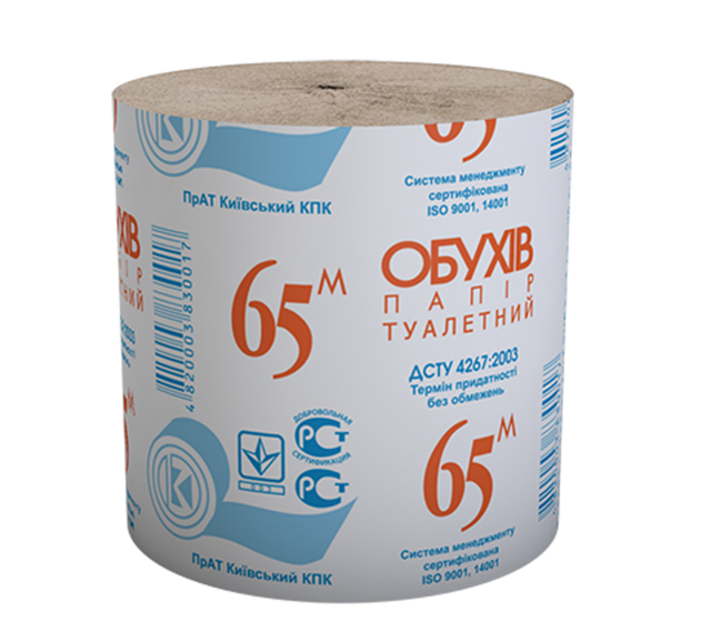 Папір туалетний сірий, макулатурний "Обухів 65"